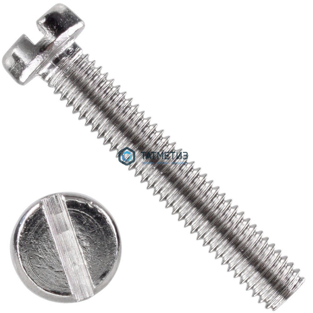 Винт с цилиндрической головкой с прямым шлицем А2 DIN 84 М10 х 25 Винт с цилиндрической головкой с прямым шлицем А2 DIN 84 М10 х 25