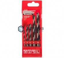 Набор сверл по дереву, 4-5-6-8-10 мм, 5шт цилиндр. хвостовик, пластиковый кейс// Matrix -  магазин крепежа «ТАТМЕТИЗ»