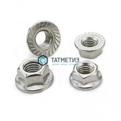Гайка  М 8 DIN 6923 А2-70 с фланцем |  «ТАТМЕТИЗ» Гайка  М 8 DIN 6923 А2-70 с фланцем -  магазин крепежа «ТАТМЕТИЗ»