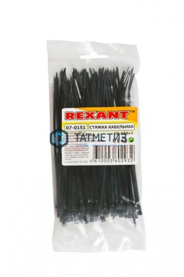 Хомут-стяжка нейлон  100 х 2,5  (100 шт/уп)  REXANT черный |  «ТАТМЕТИЗ» Хомут-стяжка нейлон  100 х 2,5  (100 шт/уп)  REXANT черный -  магазин крепежа «ТАТМЕТИЗ»