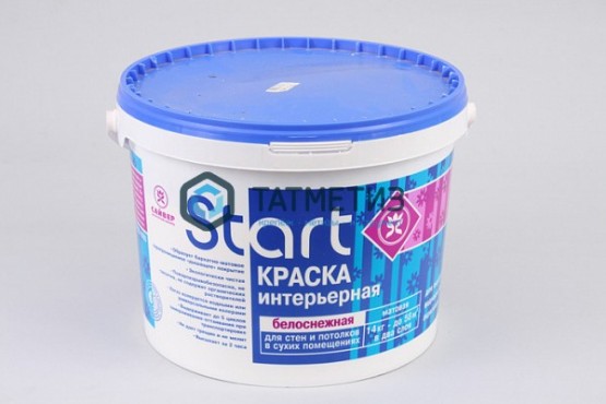 Краска ВД  СТАРТ для стен и потолков белоснежная 14 кг-./4 |  «ТАТМЕТИЗ» Краска ВД  СТАРТ для стен и потолков белоснежная 14 кг-./4 -  магазин крепежа «ТАТМЕТИЗ»