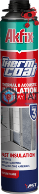 Пена монтажная для утепления Akfix Thermcoat 850 мл / 12 |  «ТАТМЕТИЗ» Пена монтажная для утепления Akfix Thermcoat 850 мл / 12 -  магазин крепежа «ТАТМЕТИЗ»