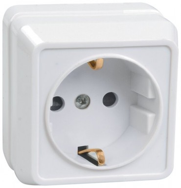 Розетка 1-м ОП Октава 16А РС20-3-ОБ с заземл. IP20 бел. ИЭК ERO11-K01-16-DC -  магазин «ТАТМЕТИЗ»