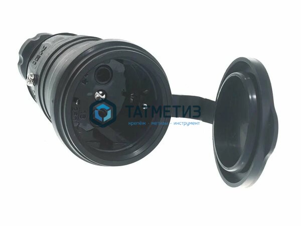 Розетка с/з каучук Омега РБп13-1-0м с защ.крышкой, переносная, IP44 черн. ИЭК PKR21-016-2-K02 | «ТАТМЕТИЗ» Розетка с/з каучук Омега РБп13-1-0м с защ.крышкой, переносная, IP44 черн. ИЭК PKR21-016-2-K02 - магазин крепежа «ТАТМЕТИЗ»